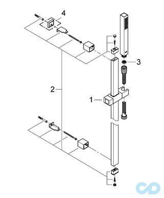 техническая схема Душевой гарнитур Grohe Euphoria Cube+ Stick 27891000