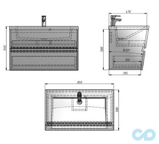 чертеж Тумба с умывальником Fancy Marble Cyprus 85