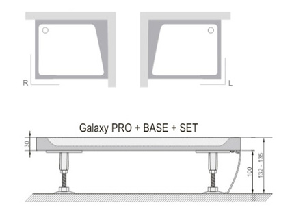 чертеж Панель для поддона Ravak Gigant Pro Set -100X80 L XA83AL01010