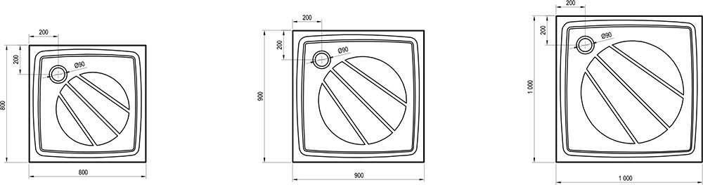 чертеж Душевой поддон Ravak PERSEUS PRO-80 XA034401010