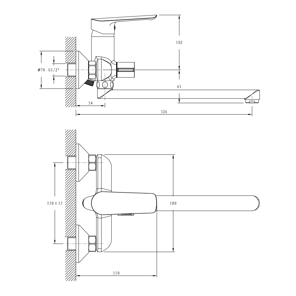 чертеж Смеситель для ванны Imprese Odra f0328701BO