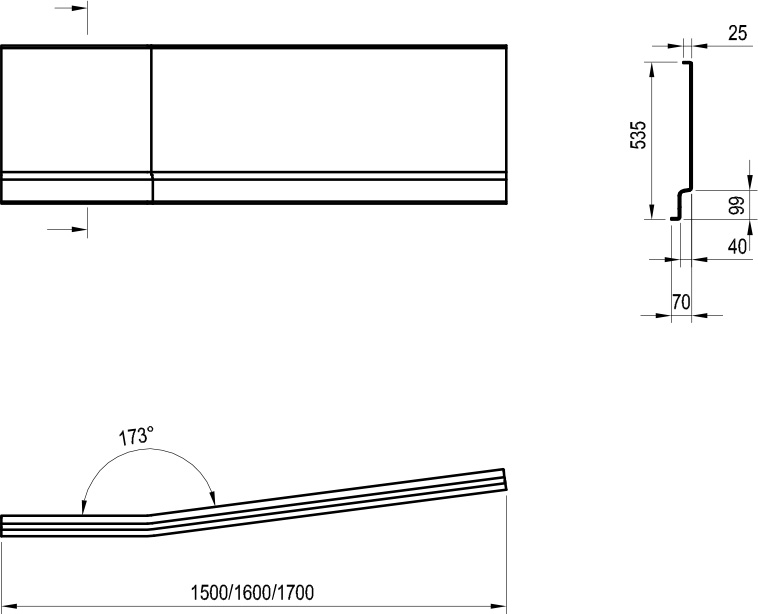 чертеж Панель для ванны Ravak BeHappy II 150 L/R фронтальная CZ98100A00