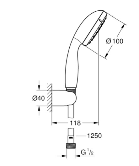 креслення Душовий набір Grohe New Tempesta 345670S11