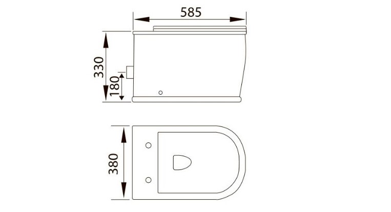 чертеж Унитаз подвесной Volle Puerta Rimless 13-16-077 с сиденьем Slim Soft Close