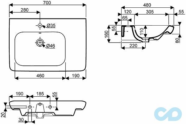 размеры раковина kolo life! m21171900