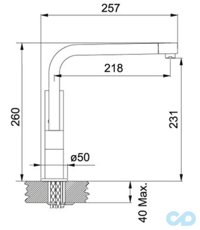 размер кухонный смеситель franke planar angolo cg (010) (115.0055.130)