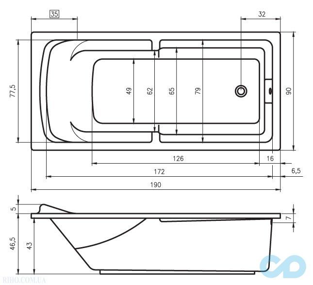 розміри ванна riho calgary 190х90 ba14