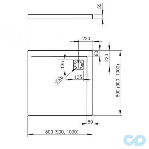 креслення Піддон Radaway Argos C 90 4AC99-01
