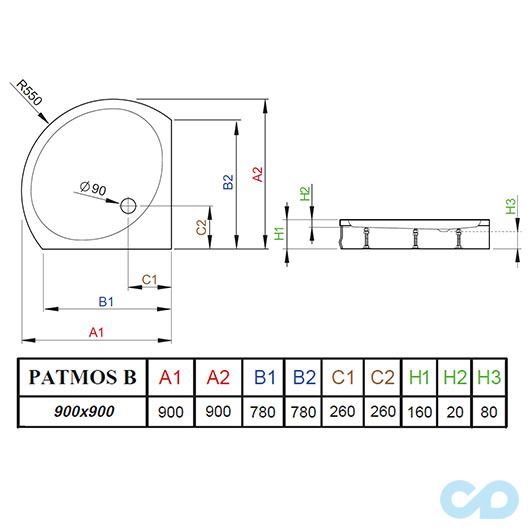 креслення Піддон Patmos B 90 4T99155-03