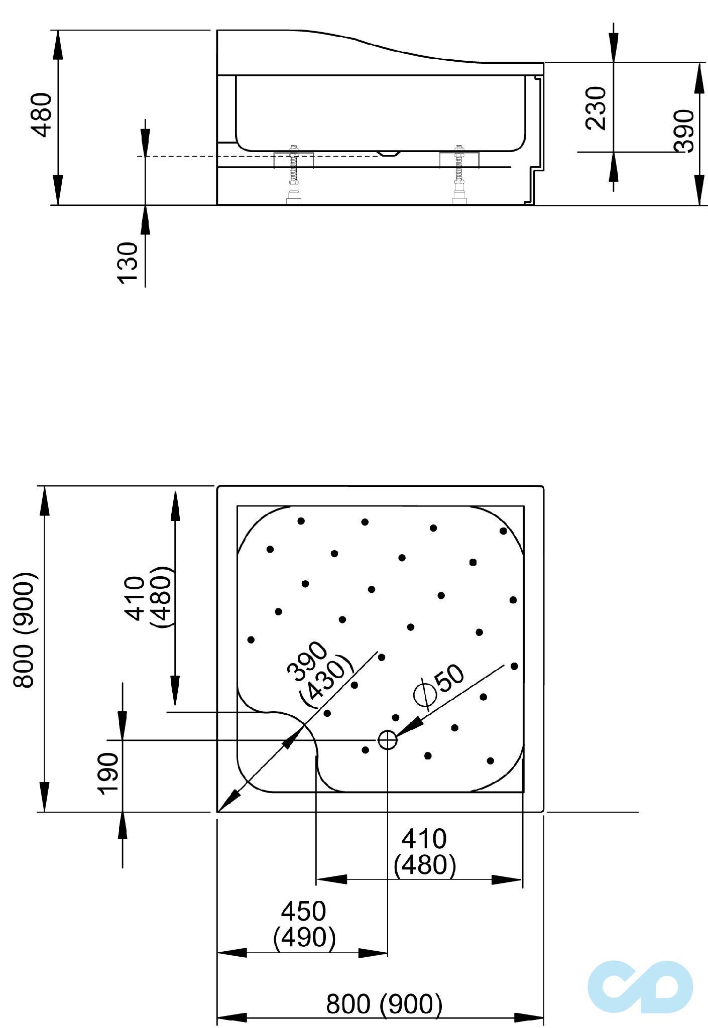 чертеж Поддон Radaway KORFU C 80 4C88400-03