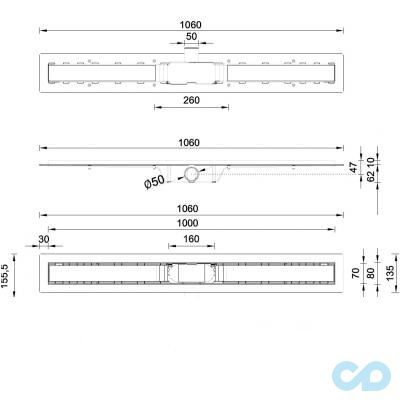 чертеж Душевой канал Styron STY-K-100