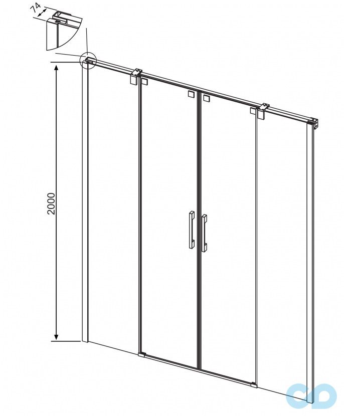 техническая схема Душевые двери Radaway Espera DWD 140 арт. 380124-01