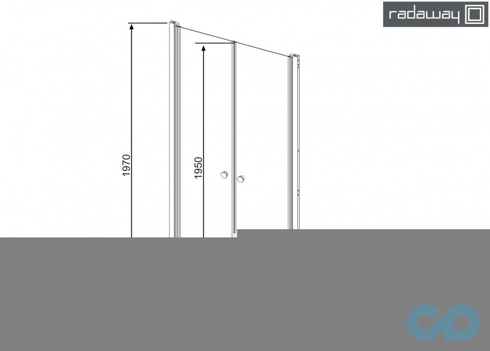 техническая схема Душевые двери Radaway Eos DWD 70 арт. 37783-01-12N (инмато)