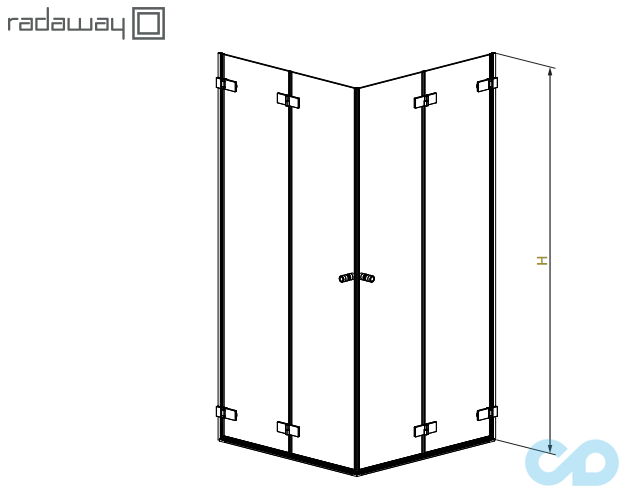 техническая схема Душевая кабина Radaway Arta KDD B 90x100 c двойной дверью (386161-03-01L + 386162-03-01R)
