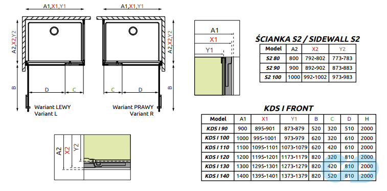 чертеж Душевая кабина Radaway Arta KDS I 90 двери W 520 + 310 + S2 100 (386520-03-01L/R + 386100-03-01L/R + 386112-03-01)
