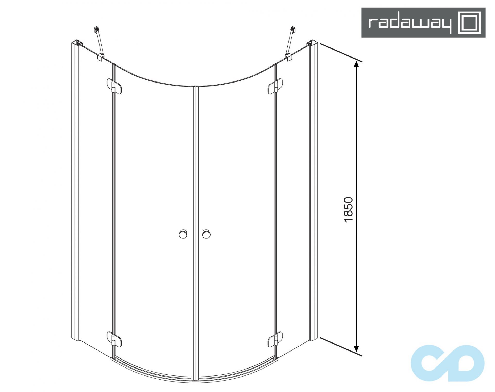 техническая схема Душевая кабина Radaway Torrenta PDD 90 31600-01-01N