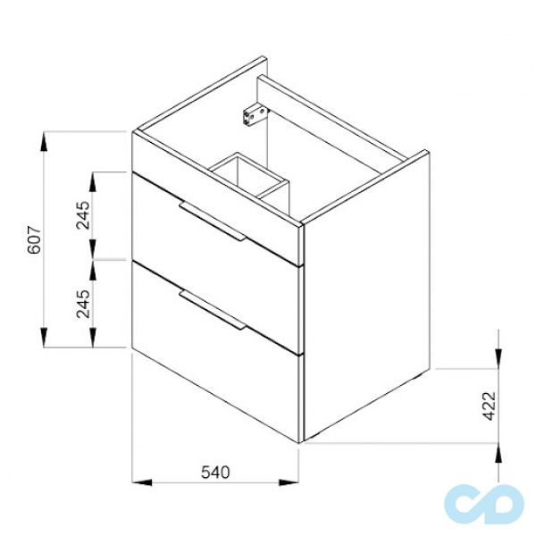 техническая схема Тумба с раковиной Jika Cube 55 см H4536121763021