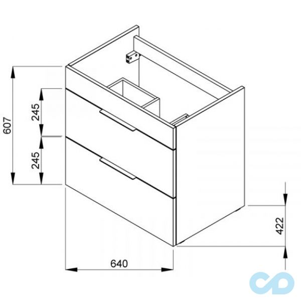технічна схема Тумба з раковиною Jika Cube 65 см H4536021763021
