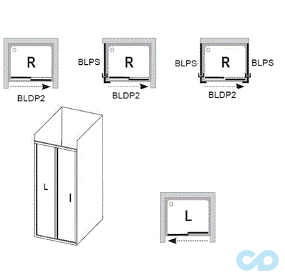 техническая схема Душевые двери Ravak Blix BLDP2-100 0PVA0C00Z1 Transparent