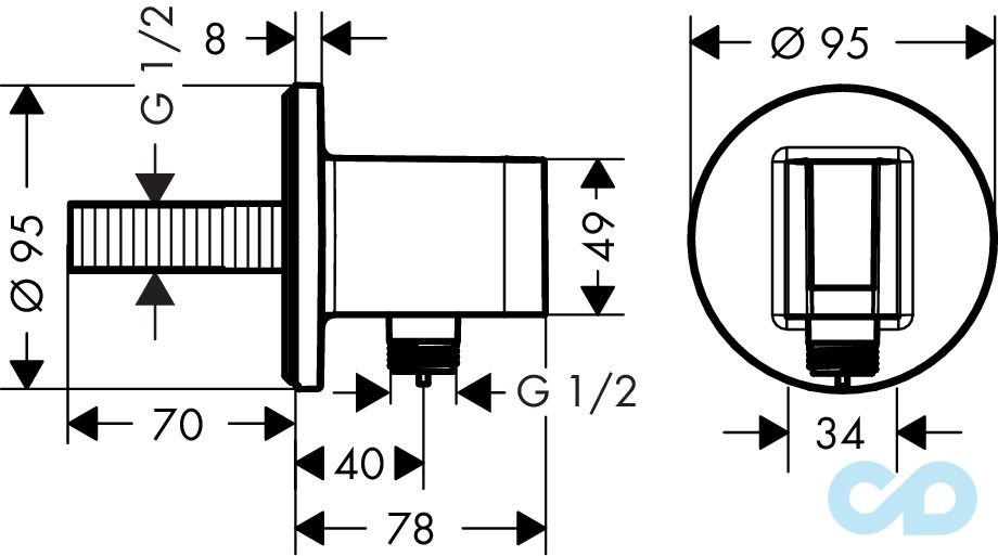 техническая схема Гигиенический душ Hansgrohe 71068111 (комплект)