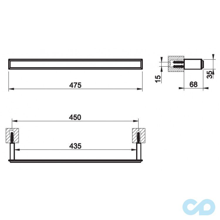 креслення Полотенцедержатель Gessi Eleganza 46500-031 45 см хром