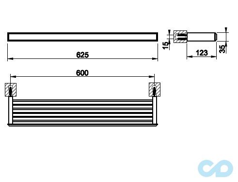 креслення Поличка для ванної Gessi Eleganza 46545-031 60 см хром