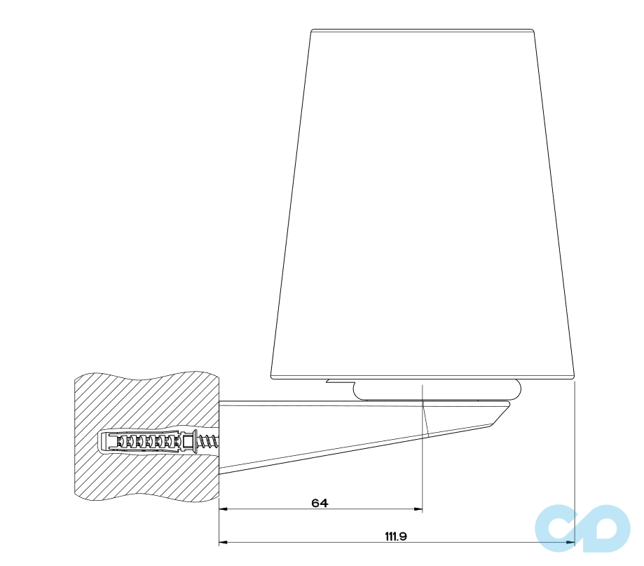 техническая схема Настенный стакан Gessi Cono 45407-031 хром