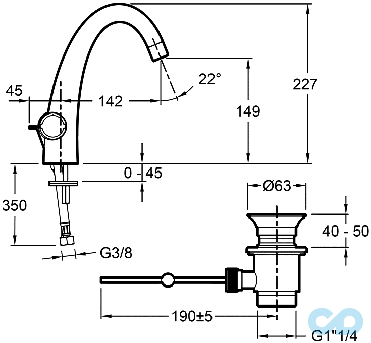 размер смеситель для раковины jacob delafon elevation e18870-cp