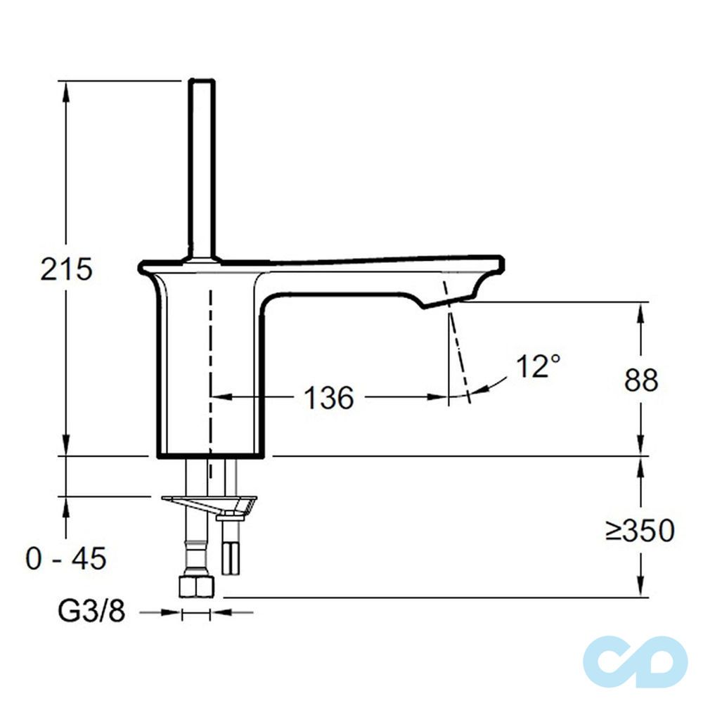 размер смеситель для раковины jacob delafon stance e14760-cp