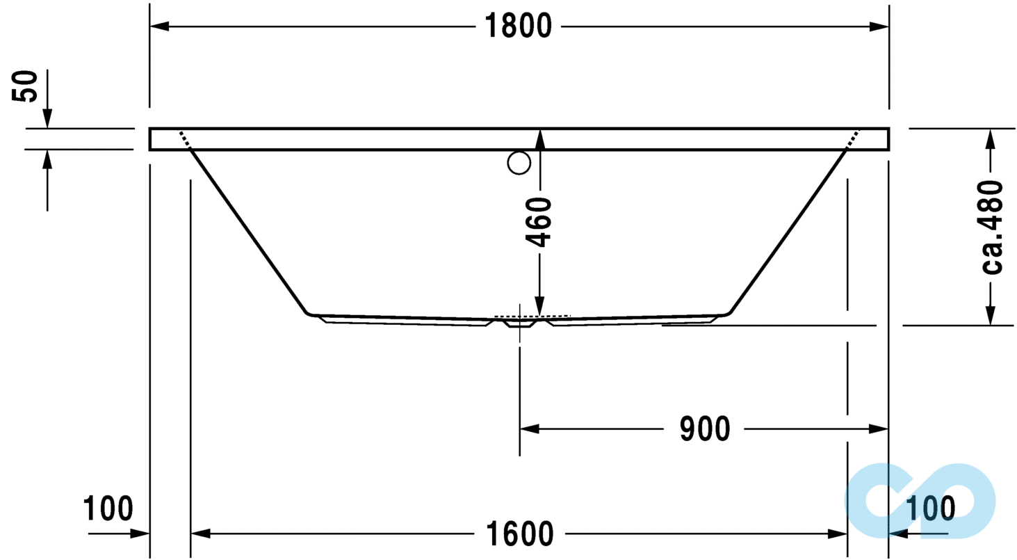 размер ванна акриловая duravit vero 180 x 80 700135 размеры
