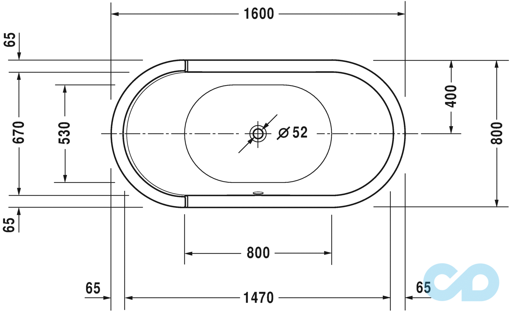 размер отдельностоящая акриловая ванна duravit starck 160x80 700409