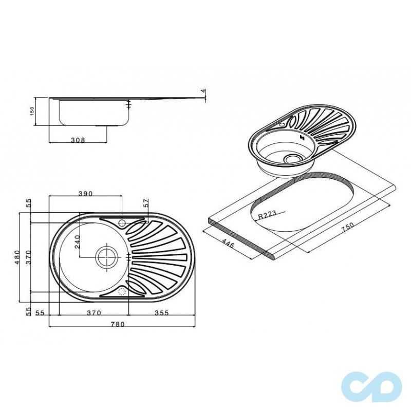 размеры кухонная мойка apell circum 780 х 480 мм ci78Ilpc левая