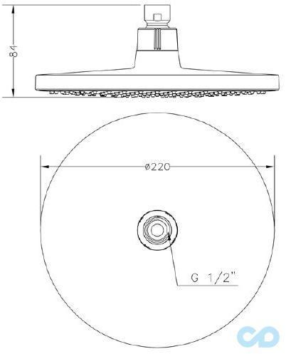 чертеж Верхний душ Genebre Tau-circle R65112 18