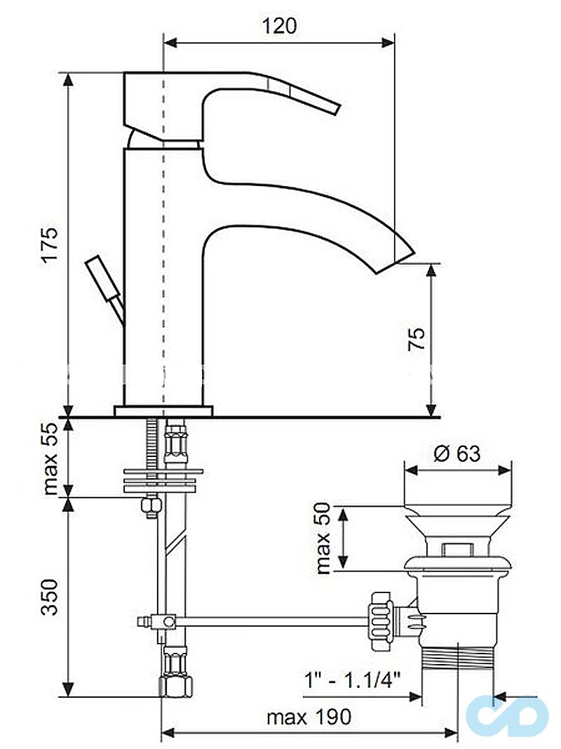 размер смеситель для раковины emmevi niagara csp74003