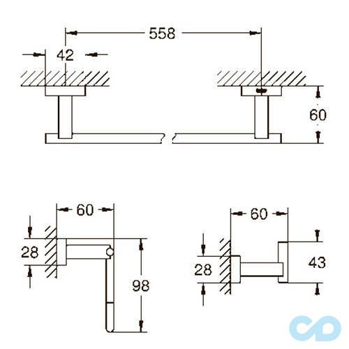 креслення Набір аксесуарів 3в1 Grohe Essentials Cube 40777001