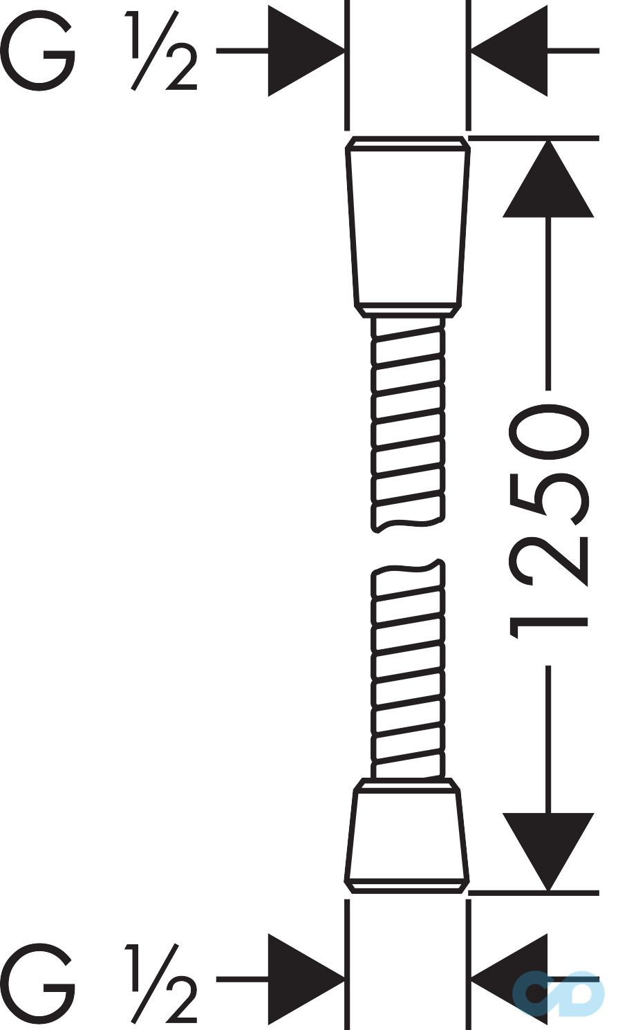 креслення Душовий шланг Hansgrohe Sensoflex 125 см 28132000
