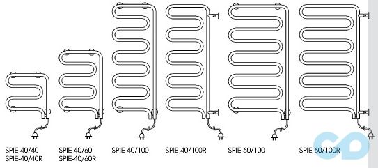 технічна схема Полотенцесушитель Instal Projekt Spina Electro, хром SPIE-40/60C01