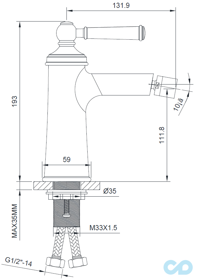 розмір змішувач для біде imprese hydrant zmk031806070