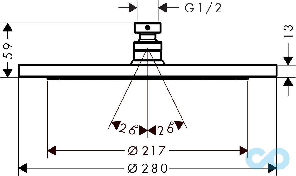 Душова система прихованого монтажу Hansgrohe Ecostat Square 2B141218 технічна схема 2