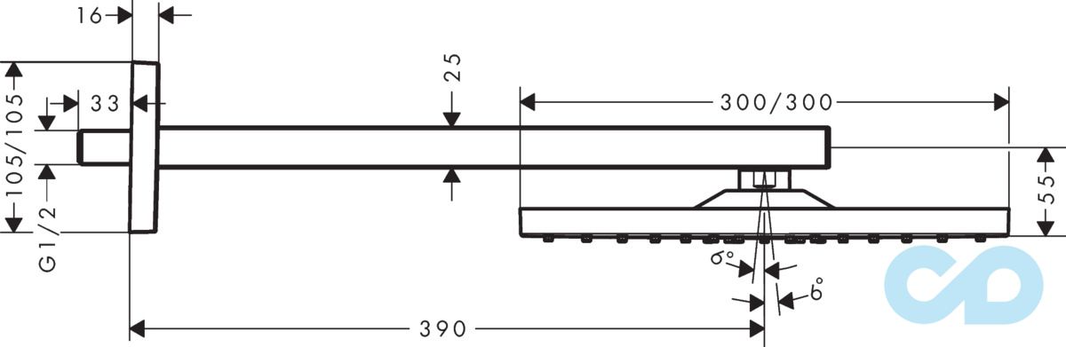 Душевая система скрытого монтажа Hansgrohe Raindance Square 2A131218 техническая схема 2