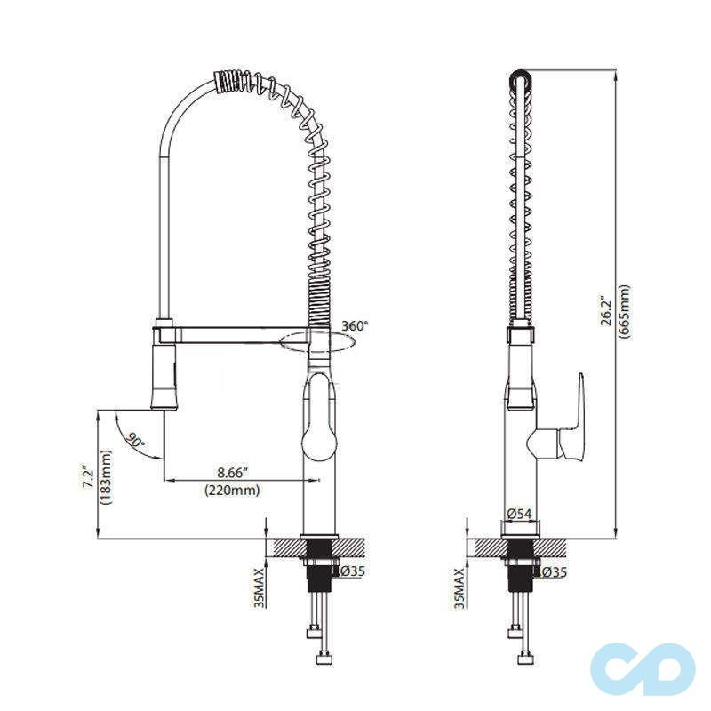 чертеж Кухонный смеситель Kraus KPF-1650CH