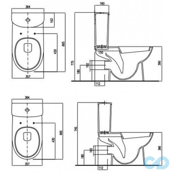 чертеж Унитаз-компакт Kolo Nova Pro M39043000