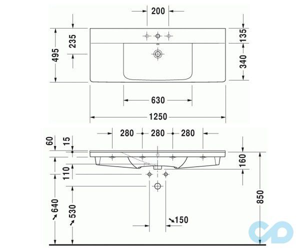 технічна схема Тумба підвісна Duravit XSquare XS4183