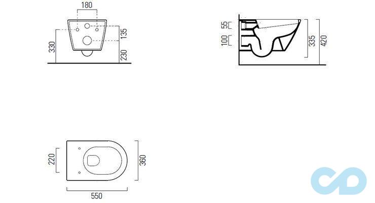 чертеж Унитаз подвесной GSI Sand 901511 с крышкой soft-close