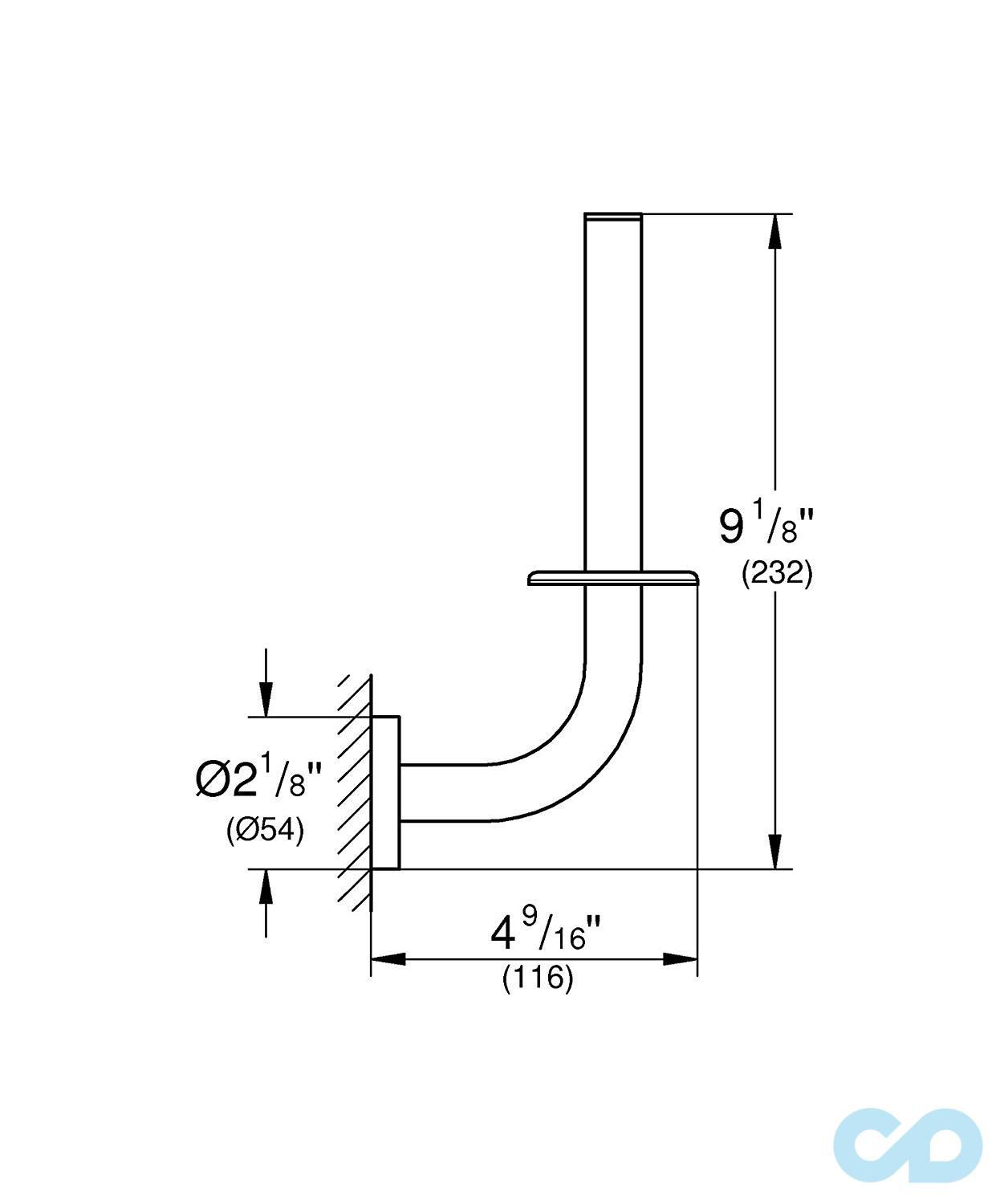 чертеж Держатель запасного рулона бумаги Grohe Essentials 40385001