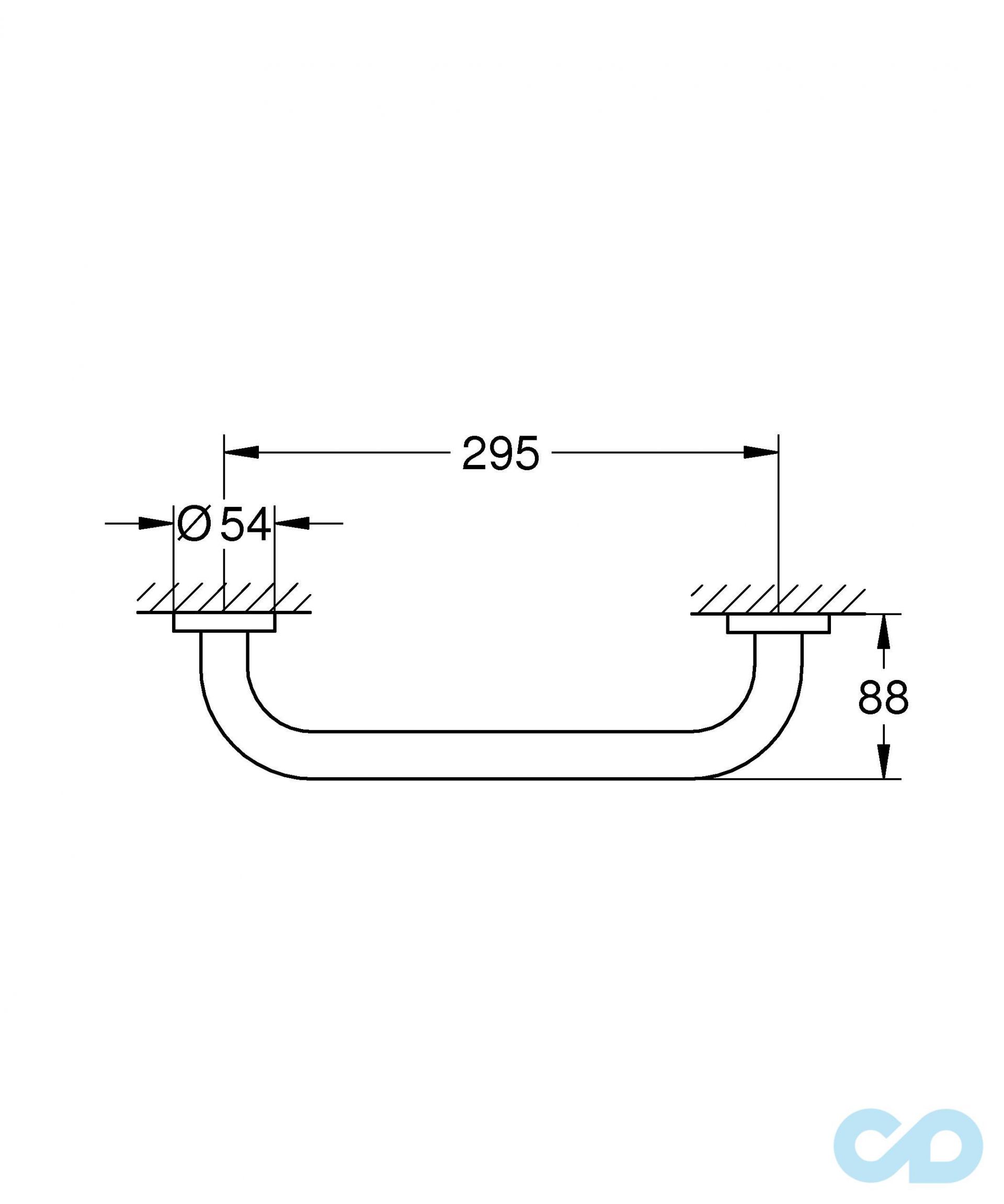 чертеж Поручень для ванной Grohe Essentials 40421001