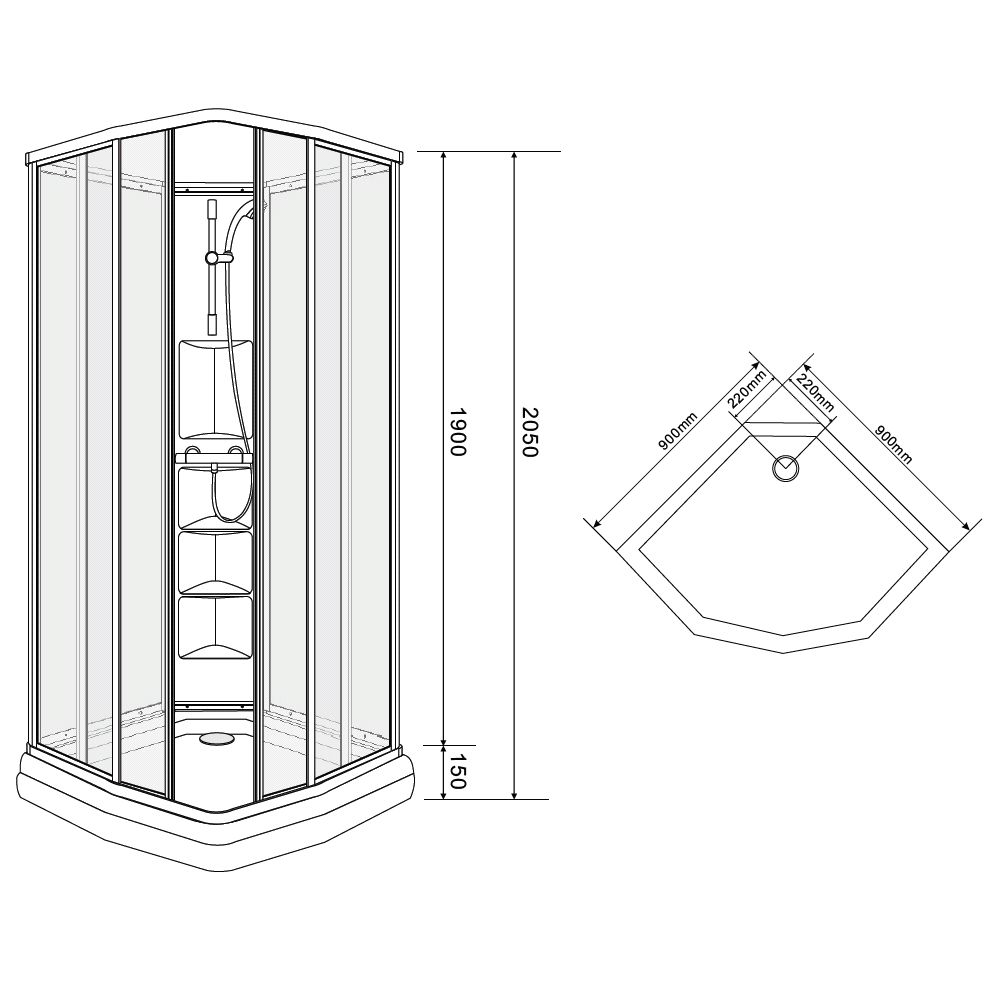 чертеж Душевая кабина Eger Sharkeza 599-8005