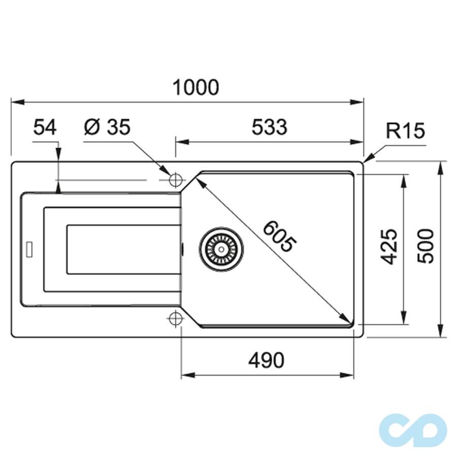 чертеж Кухонная мойка Franke UBG 611-100 XL 114.0574.934