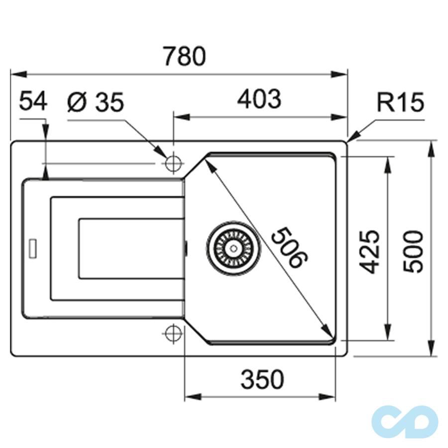 техническая схема Кухонная мойка Franke UBG 611-78 XL 114.0574.941