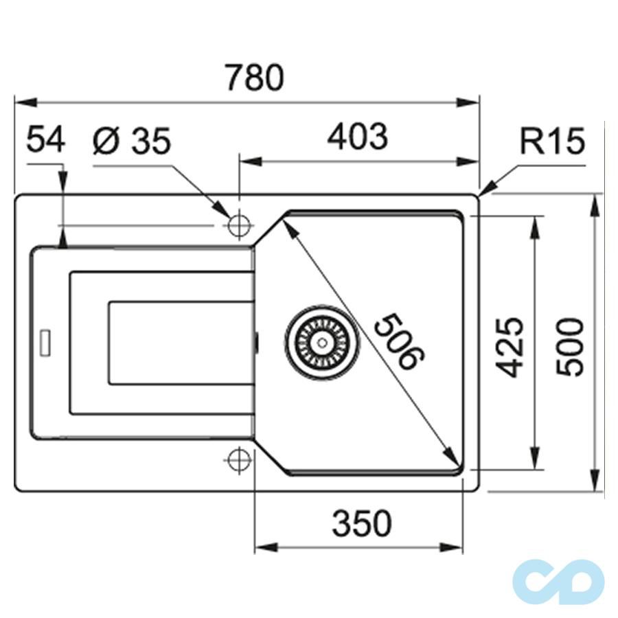чертеж Кухонная мойка Franke UBG 611-78 XL 114.0574.947